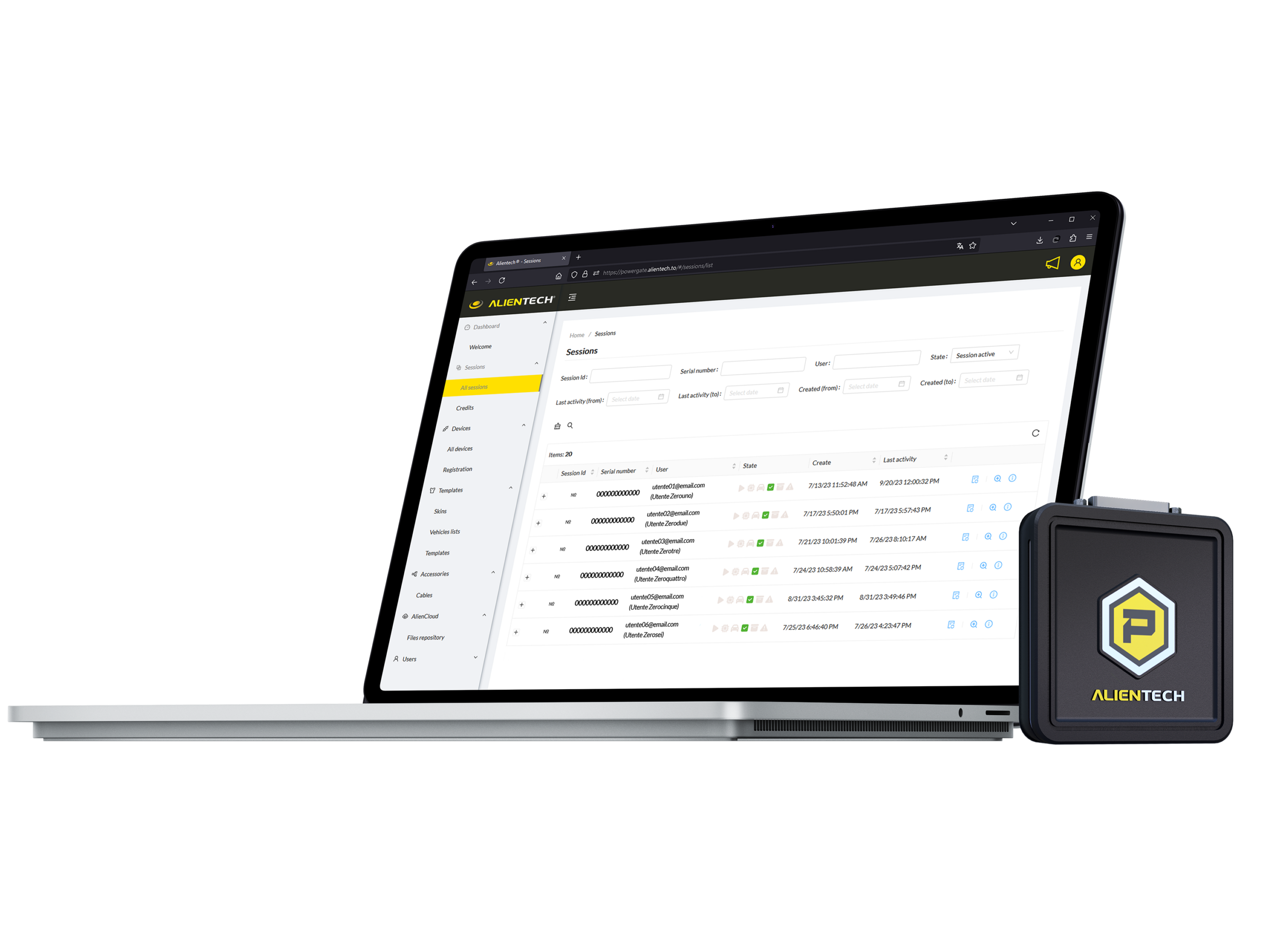 Powergate Manager Dashboard - gestión profesional de sesiones, dispositivos y usuarios Powergate